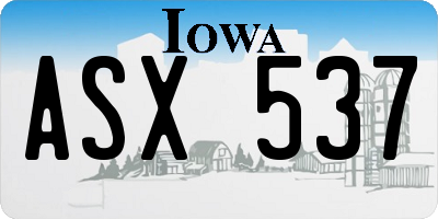 IA license plate ASX537