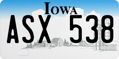 IA license plate ASX538