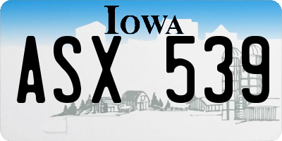 IA license plate ASX539