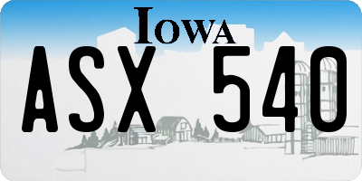 IA license plate ASX540