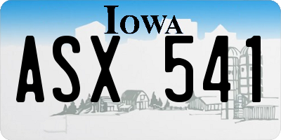 IA license plate ASX541