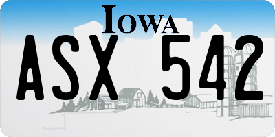 IA license plate ASX542