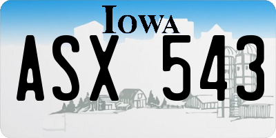 IA license plate ASX543