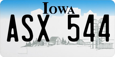 IA license plate ASX544