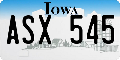 IA license plate ASX545