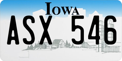 IA license plate ASX546