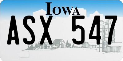 IA license plate ASX547