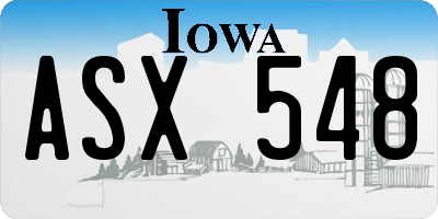 IA license plate ASX548