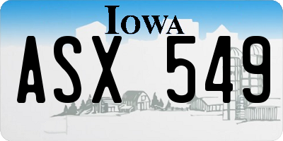 IA license plate ASX549