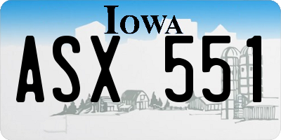 IA license plate ASX551