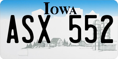 IA license plate ASX552