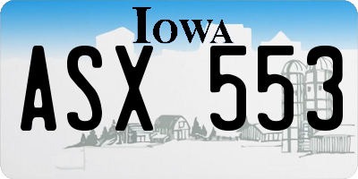 IA license plate ASX553