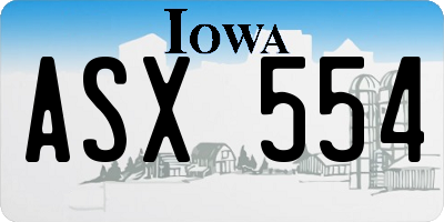 IA license plate ASX554