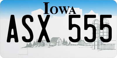 IA license plate ASX555