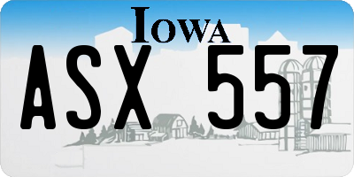 IA license plate ASX557