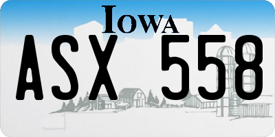 IA license plate ASX558