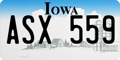 IA license plate ASX559