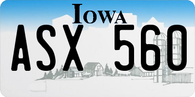 IA license plate ASX560