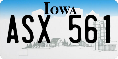 IA license plate ASX561