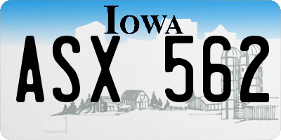 IA license plate ASX562