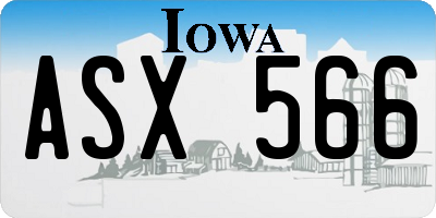 IA license plate ASX566