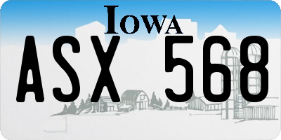 IA license plate ASX568
