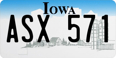 IA license plate ASX571