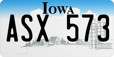 IA license plate ASX573