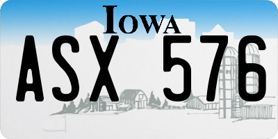 IA license plate ASX576