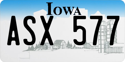 IA license plate ASX577