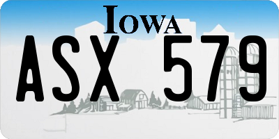 IA license plate ASX579