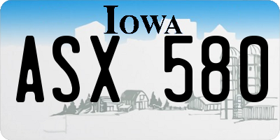 IA license plate ASX580