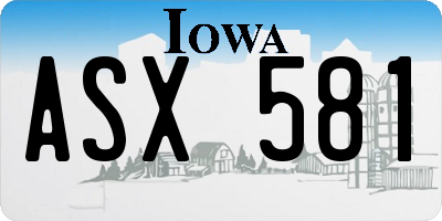 IA license plate ASX581