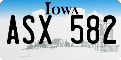 IA license plate ASX582