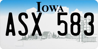 IA license plate ASX583