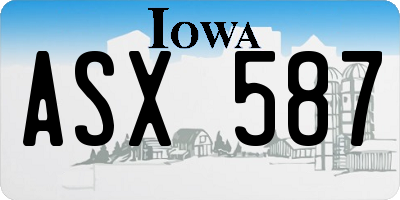 IA license plate ASX587