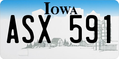 IA license plate ASX591
