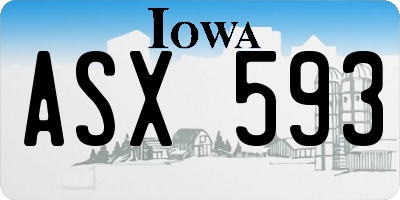 IA license plate ASX593