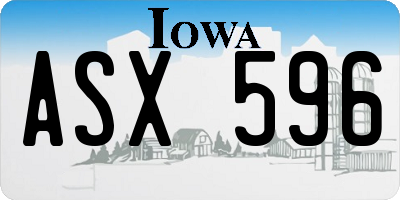 IA license plate ASX596