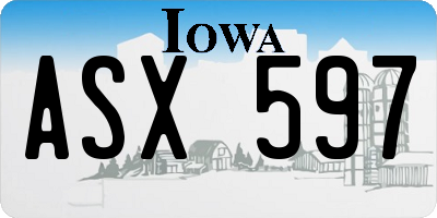 IA license plate ASX597