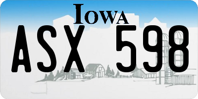 IA license plate ASX598