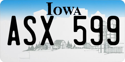 IA license plate ASX599