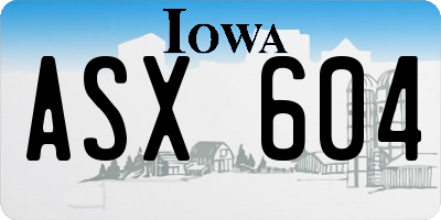 IA license plate ASX604