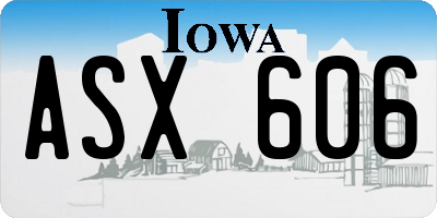 IA license plate ASX606