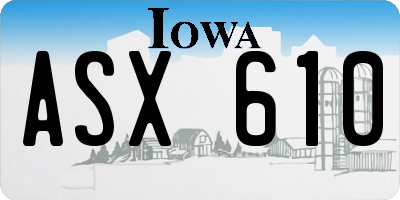 IA license plate ASX610
