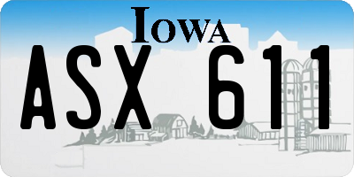 IA license plate ASX611
