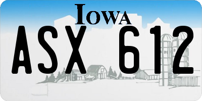 IA license plate ASX612