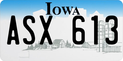 IA license plate ASX613