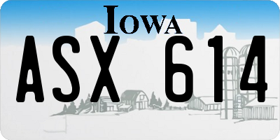 IA license plate ASX614