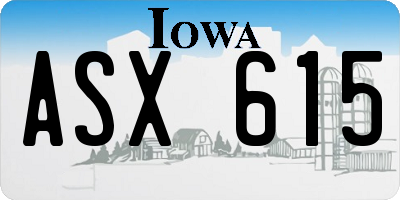 IA license plate ASX615